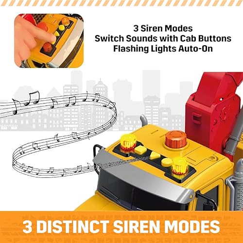 Miniatura 4 de Juguete grande de camión de remolque de 15 pulgadas, camión de transporte alimentado por fricción con luces y sonidos, con Roadster, juguetes para