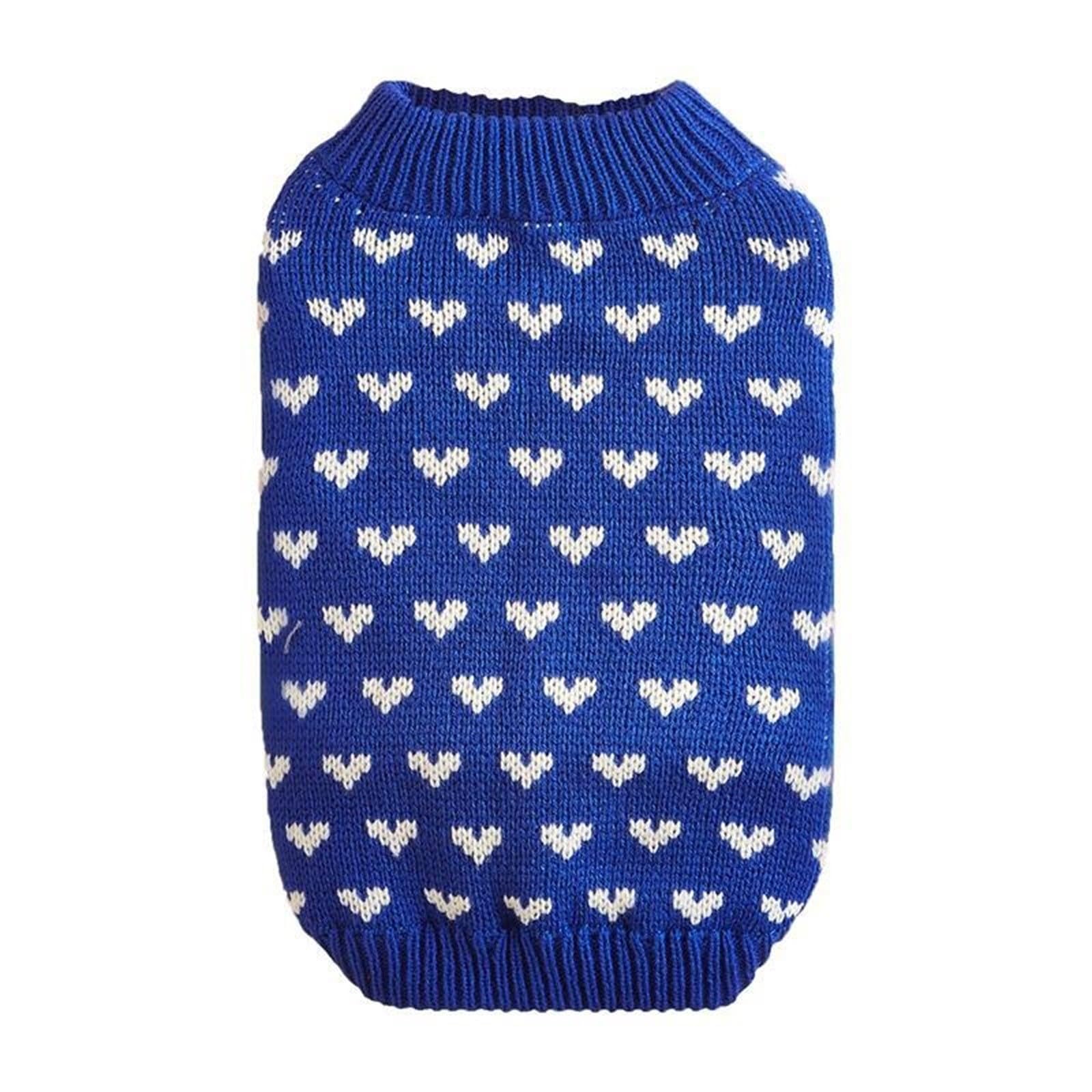 Valentine's Day Dog Sweater, Valentine's Day Clothes, Dog Valentine's Day Outfit, Winter Pet Knitted Jumper Knitted Dog Sweater for Small, Medium Large Dogs (Blue, M)