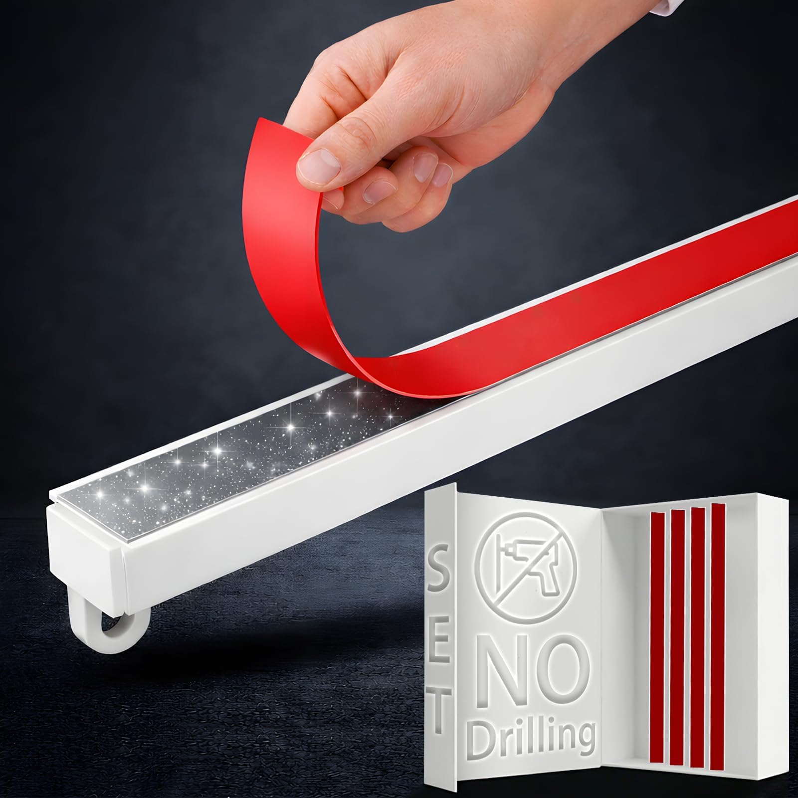 Self Adhesive Ceiling Curtain Track Ceiling Mount, Ceiling Track for Curtains, Ceiling Mount Curtain Rod, for Smooth Ceiling or Wall- No Screws Adhesive Curtain Rod, Door Curtain Rod (4.72FT/ 1.44M)