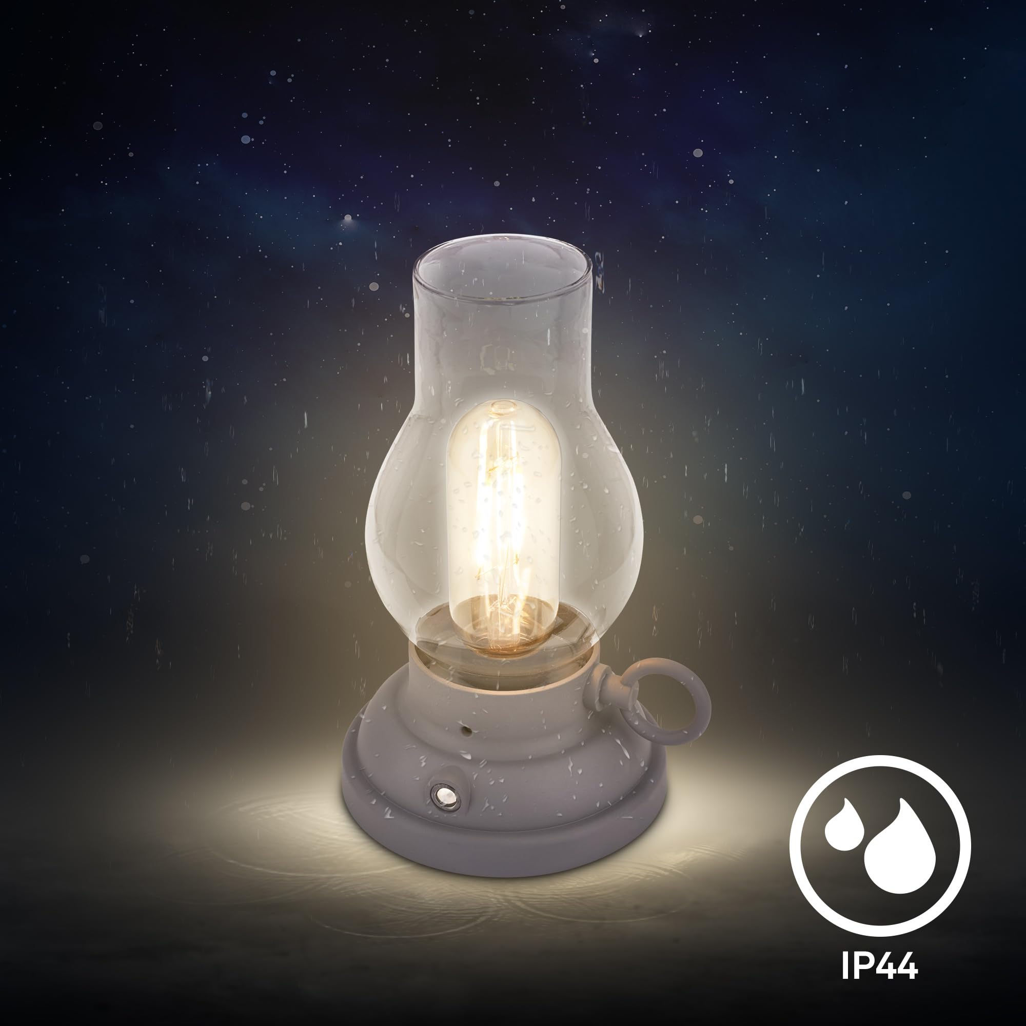 BRILONER - Bezprzewodowa lampa stołowa LED, IP44, dotykowa, ściemniana, wymienna bateria, lampa kempingowa, lampa stołowa, lampa akumulatorowa, do użytku na zewnątrz, elektroniczna lampa naftowa LED