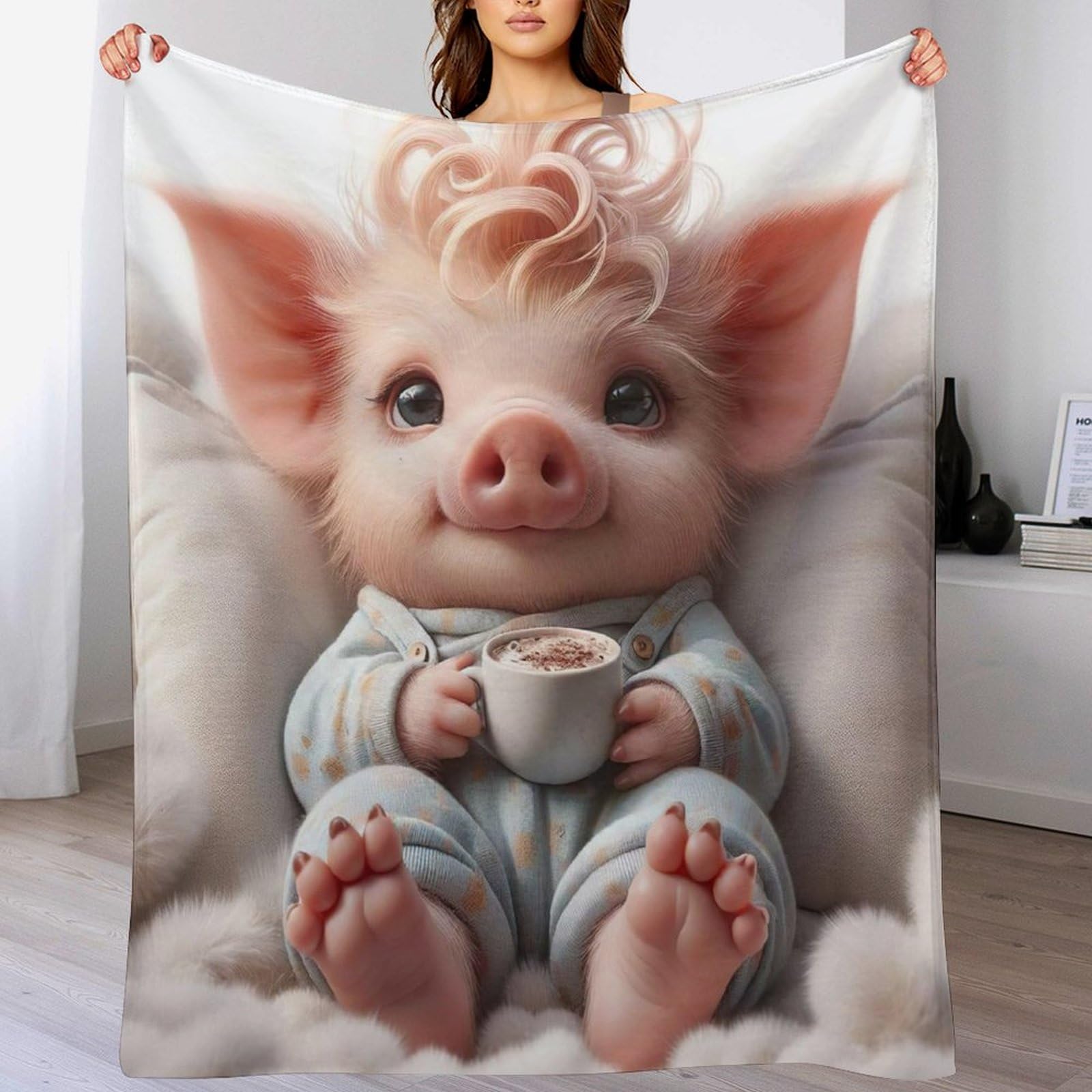 Plaid cochon mignon couverture polaire idéale pour le canapé