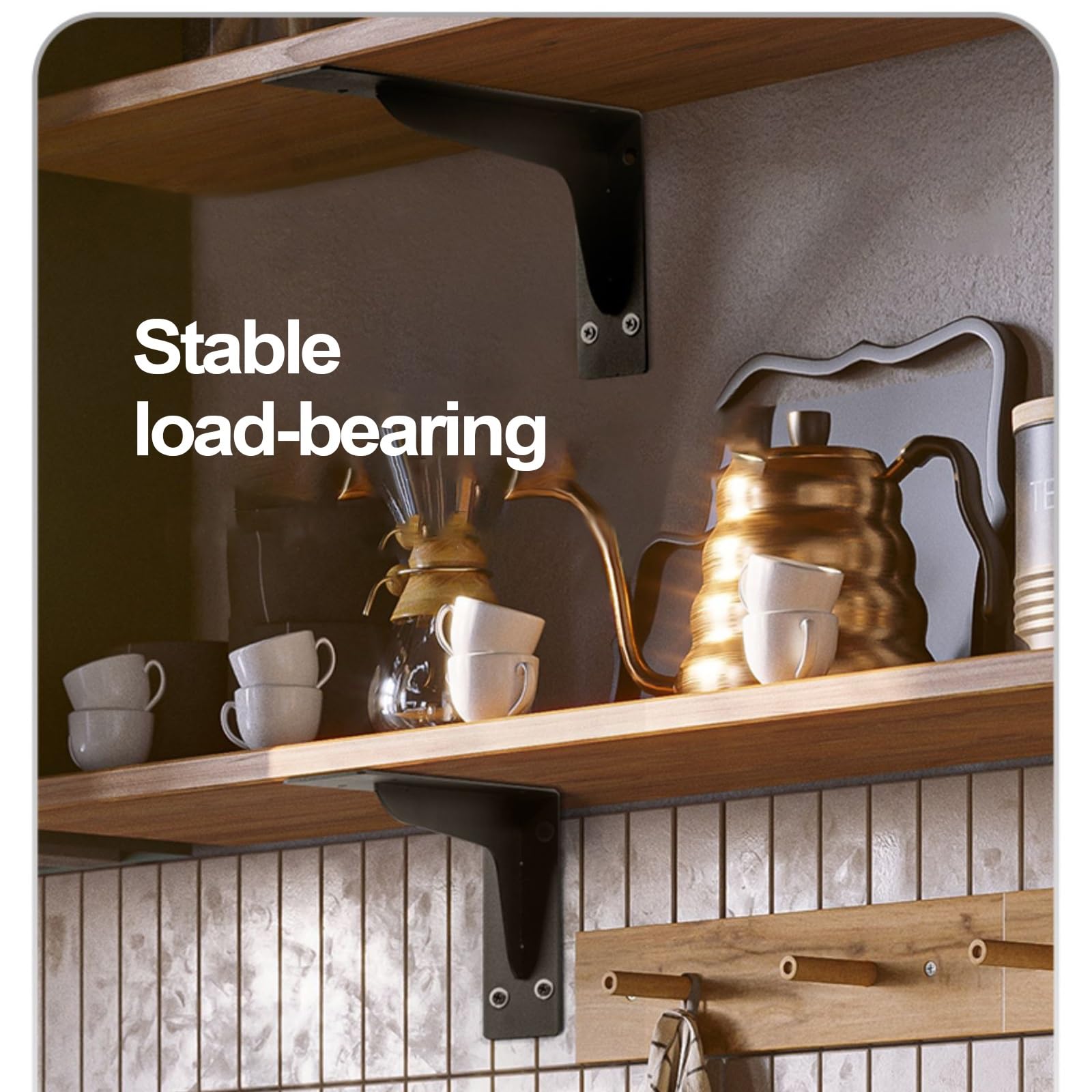 Escuadra Estanteria, Soporte Baldas Pared, Soportes Para Estantes Pesados En Forma De L Escuadras Metalicas Negro, Soportes Para Estantes Industriales RÚsticos Con Acabado De Hierro Moderno, 2Piezas (