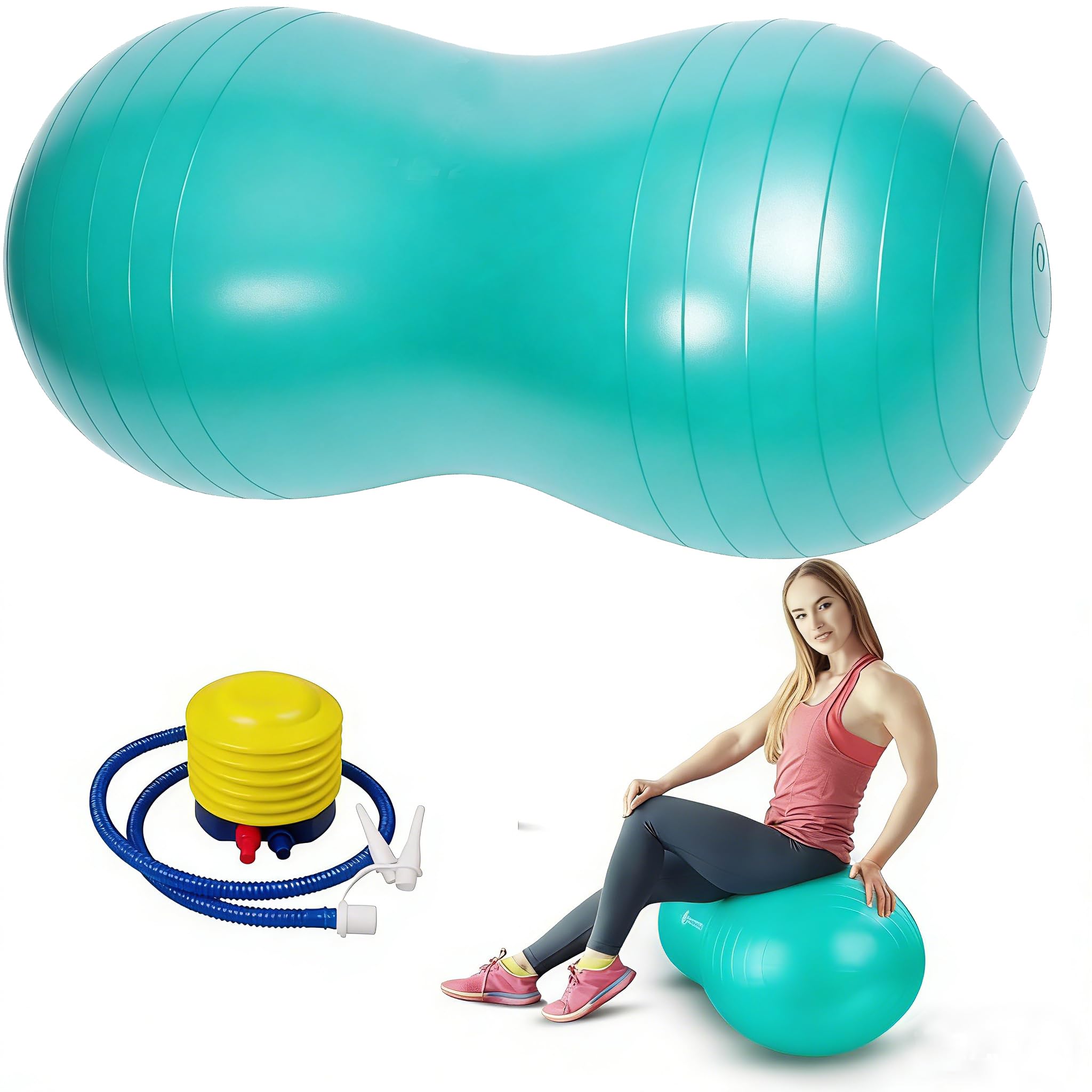 Peanut Ball - Exercise Ball Anti Burst Yoga Ball for Labor Birthing, Physical Therapy for Kids, Core Strength, Flexible Seating, Home & Gym Fintness, Sensory Chair Wiggle Seat Boys and Girls