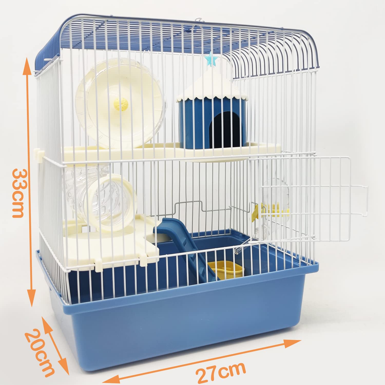 BPS Hamster Cage Mini House Chalet for Hamster with Feeder Drinker Wheel Tunnel Random Color BPS-1382, 27 cm L x 20 cm W x 33 cm H - Image 3