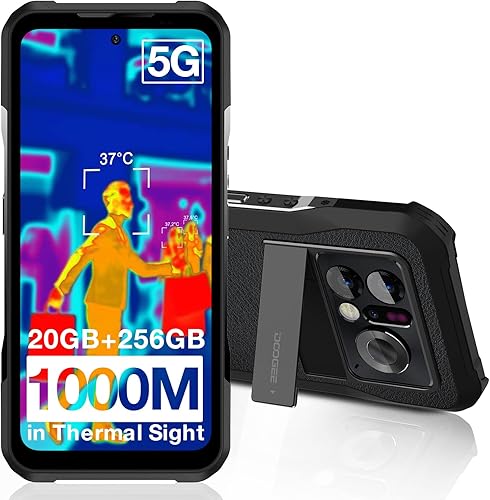 DOOGEE V20 PRO Smartphone resistente 5G (2023), cámara térmica 1440 x 1080 desbloqueada, teléfono resistente desbloqueado, pantalla AMOLED 2K de 120