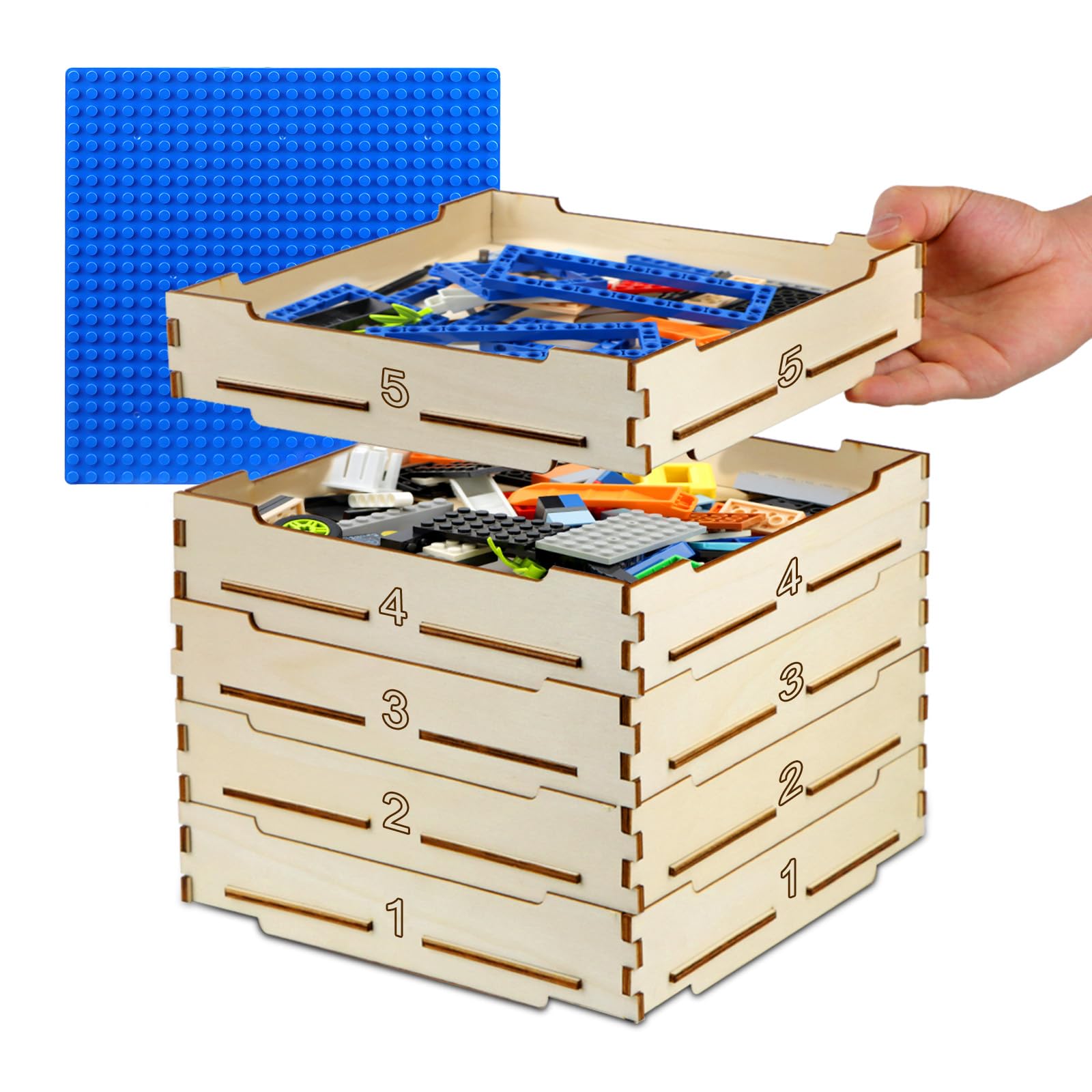 5 Tray Sorter Sifter Box Used for Lego, Storage Sorter Brick Box for Lego Blocks, Gift for LegoLover, Gift for Teens and Adults, 5 Different Size Sorter Perfect for LegoBlocks