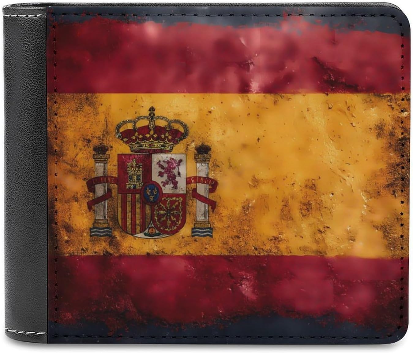 Vintage Spain Flag Classic Leather Wallet for Men