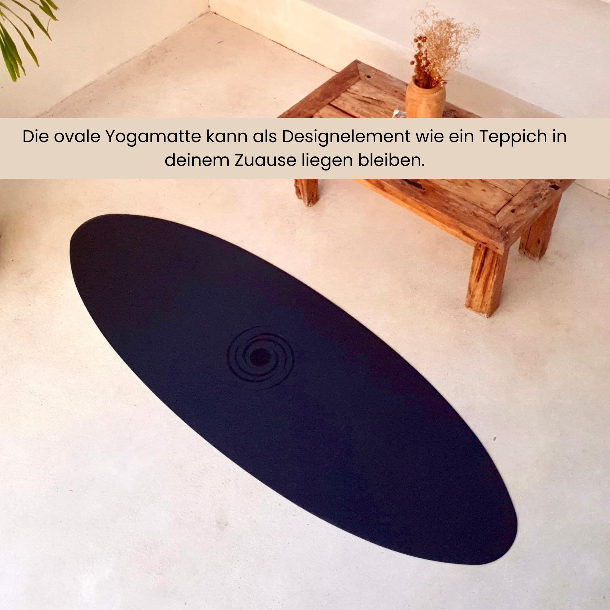 Surfstyle Yogamatte - Ovale Gymnastikmatte, rutschfest inkl. Tragegurt, Sportmatte für Fitness & Pilates, Naturkautschuk, PU-Oberfläche, mit kleinen Schönheitsmängeln