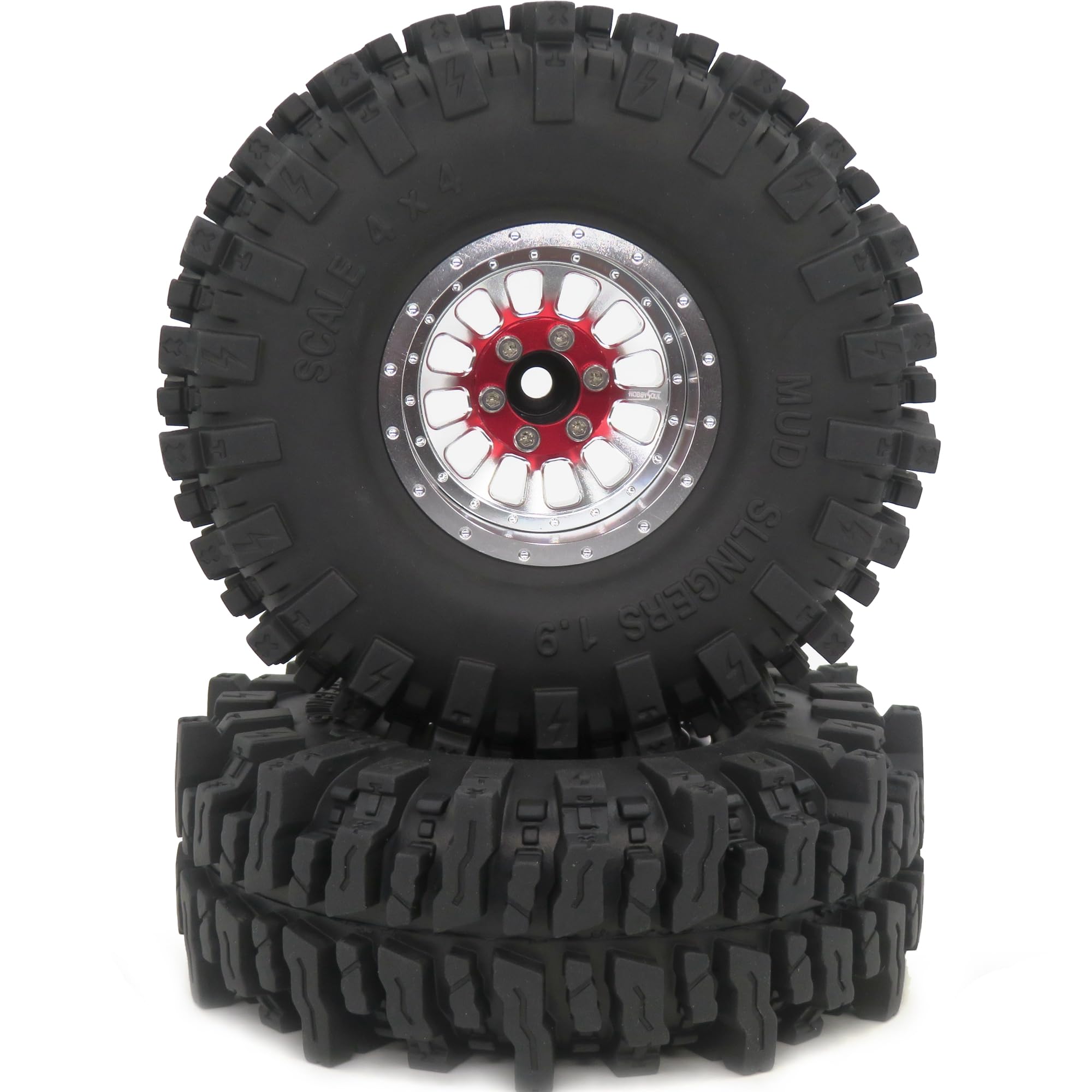 HOBBYSOUL 1.9\" Beadlock Wheels & 4.75\" Tires Set For 1/10 RC Crawlers - 4 Pack With Adjustable Offset, Fits TRX4, SCX10
