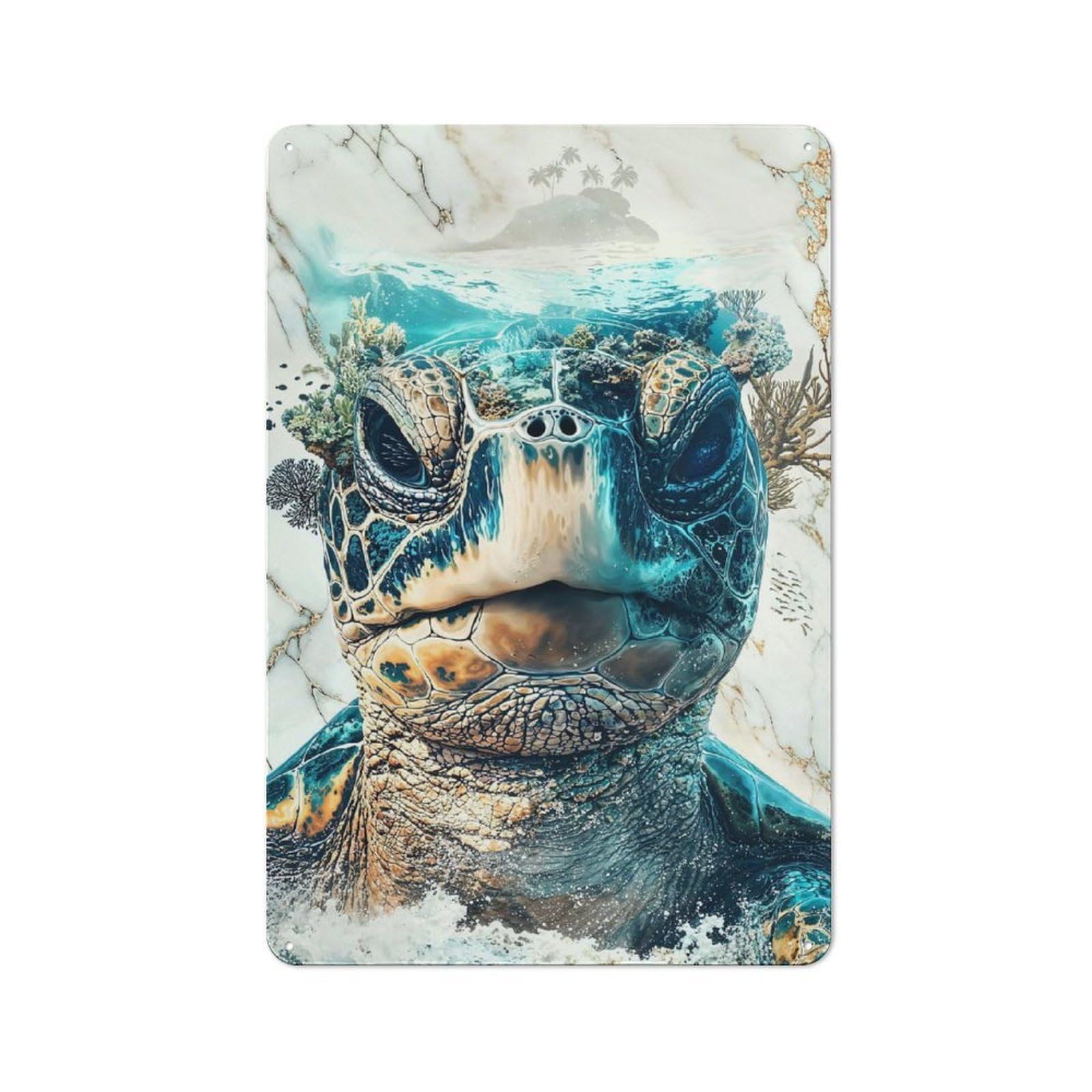 Junmoney The Turtles World Tin Wall Plaque 30X20cm With For Guest Room Or Hallway, For Metal Sign Collectors, For Garage And Workshop Walls