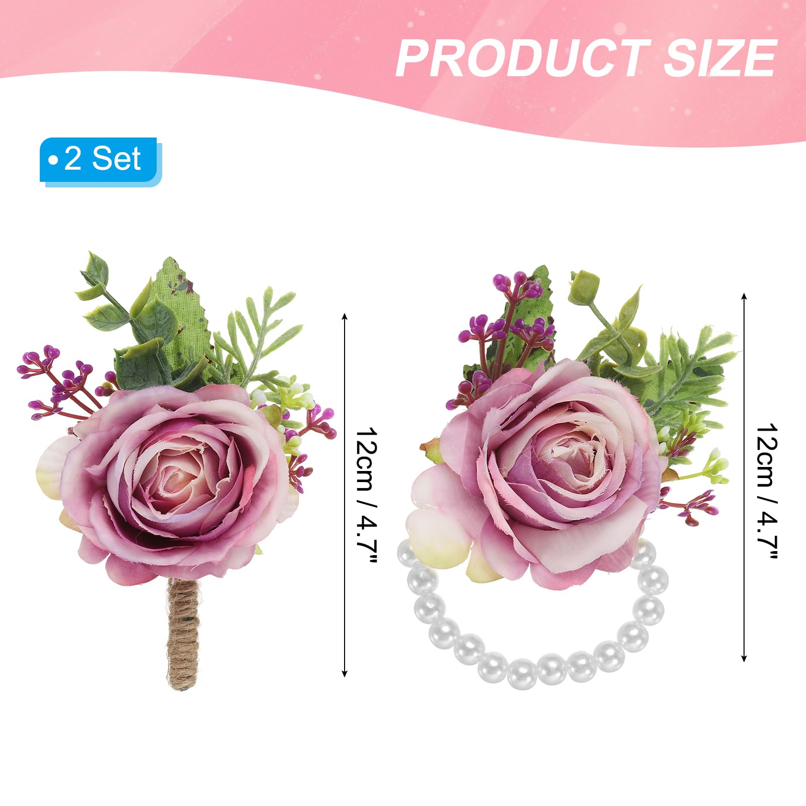 PATIKIL Rose Wrist Corsage and Boutonnieres Set - Image 2