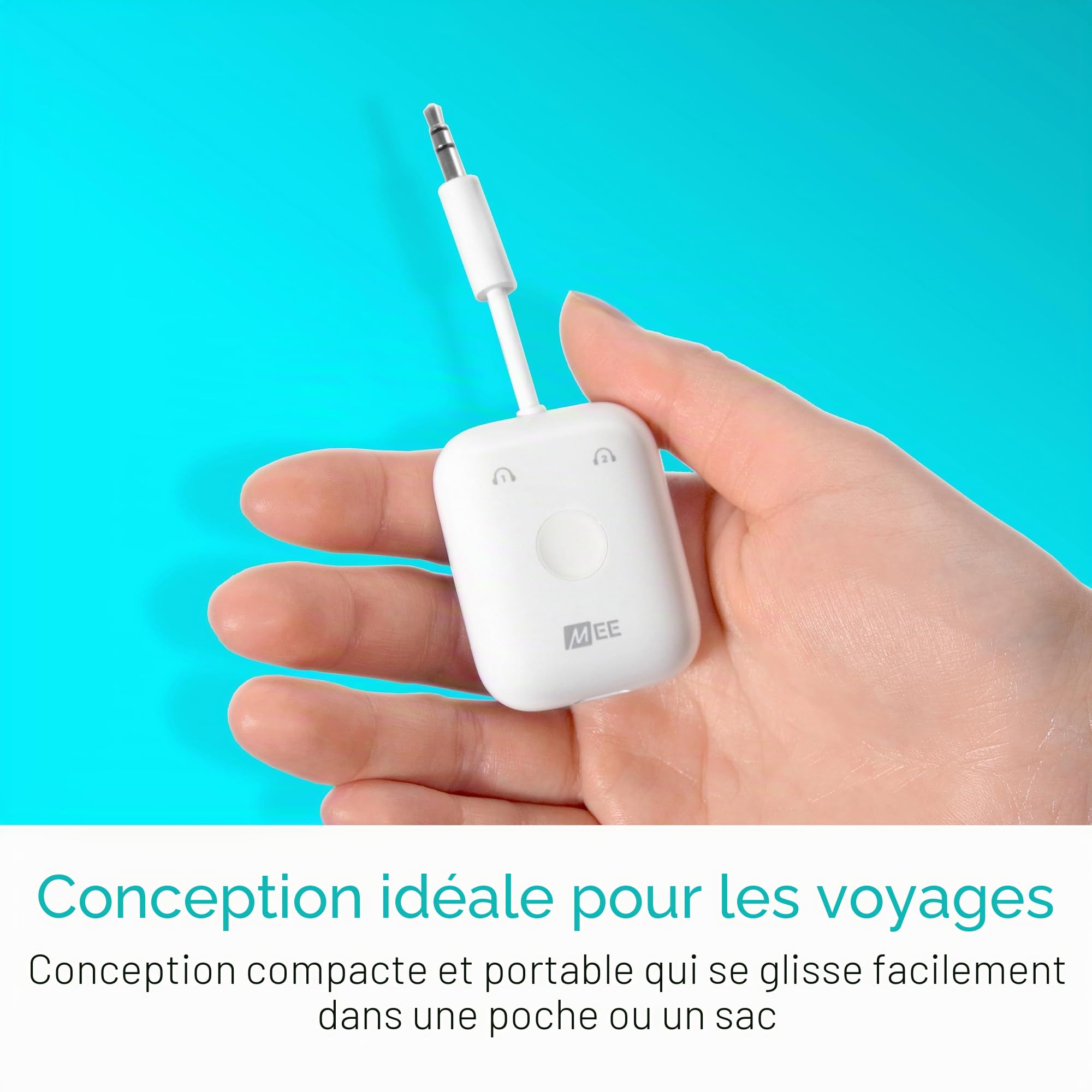 MEE audio Connect Air In-Flight Transmetteur audio sans fil Bluetooth pour jusqu'à 2 AirPod/autres casques