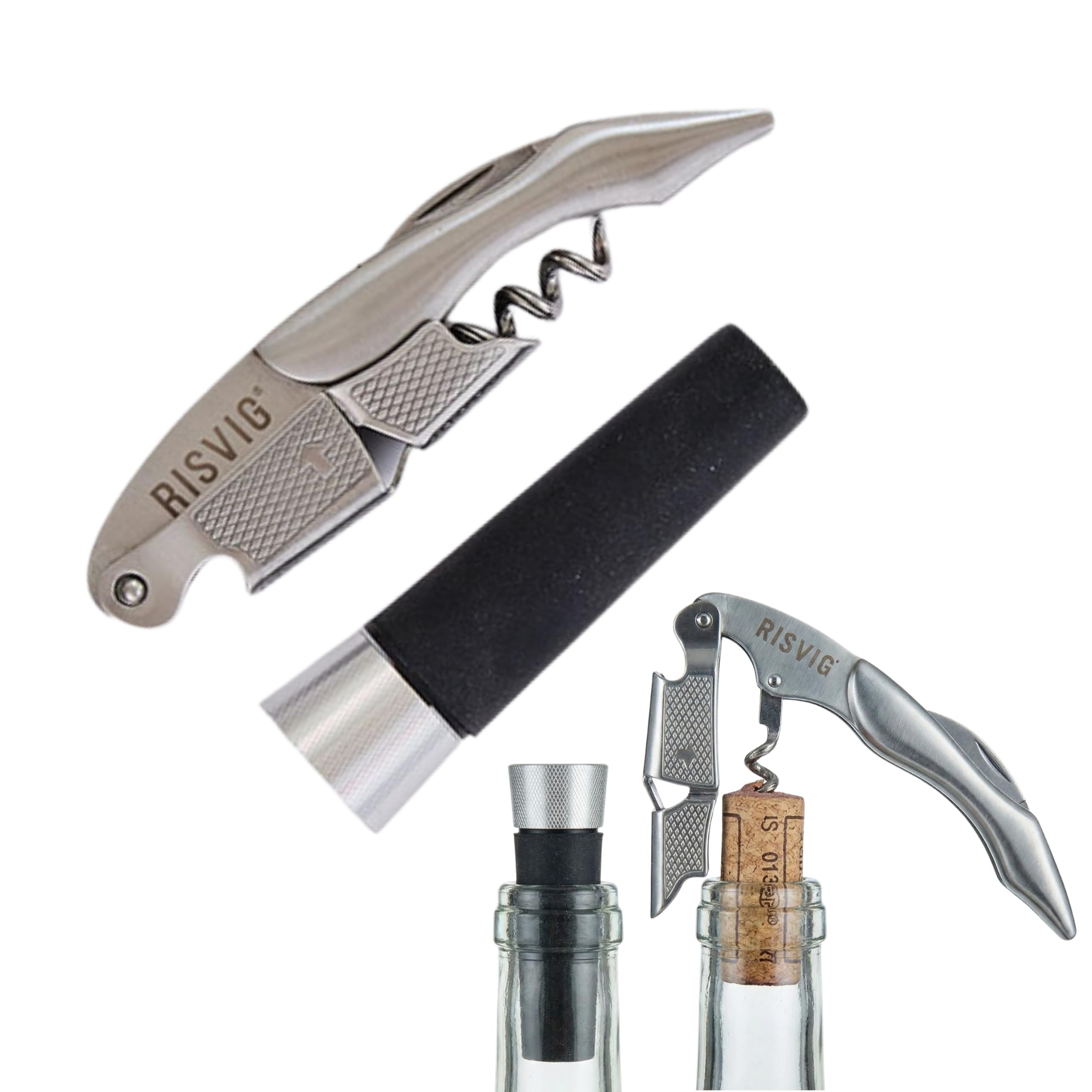 Acutus Weinset – Profi Kellnermesser Korkenzieher & Vakuum-Weinstopfen – Hochwertiges Bar-Set aus Edelstahl für perfekten Weingenuss