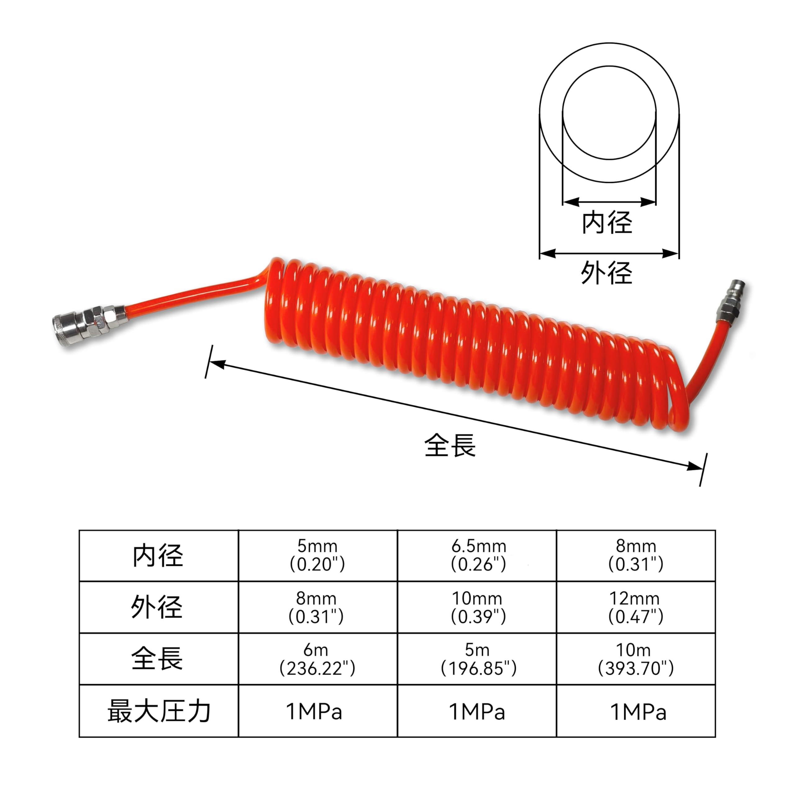Amazon.co.jp: HFS(R) スパイラルエアーホース コイルホース