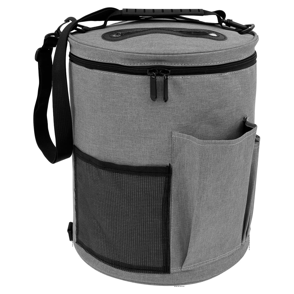 Sac fourre-tout rond pour tricot portable gris anti-poussière pour vos encours de crochet