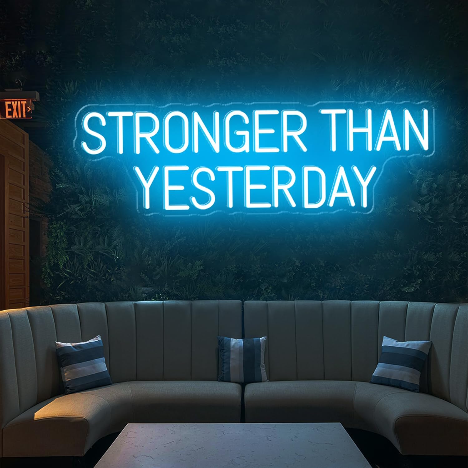 Stronger Than Yesterday Neon Sign Large, Dimmable Gym Wall Decor, LED Light Up Signs for Hotels, Bars, Game Room, Home, Office Building, Gift for Fitness Fan, 30x9.3"