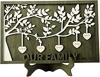 Vista 28 de Joyforisa Regalos para mamá y abuela, marco personalizado del árbol de la vida con corazones y nombres, marco de árbol familiar de madera