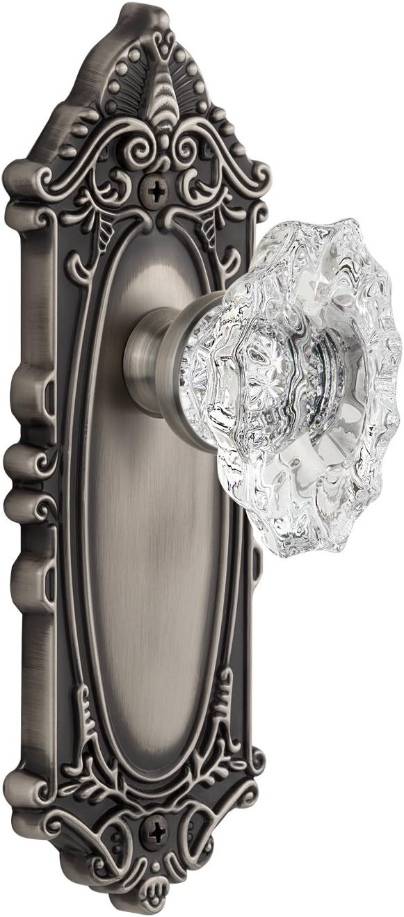 Grandeur Grande Victorian Plate with Biarritz Knob, Privacy - 2.375", Antique Pewter