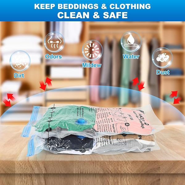 BoxLegend Vakuumbeutel 15 Stück Aufbewahrungsbeutel Reise Vakuum Wiederverwendbar Kleiderbeutel Langlebig und wiederverwendbar für Kleidung Bettdecken Bettwäsche Kissen 15 Stück (1XXL,2XL,5L,5M,2S) - 2
