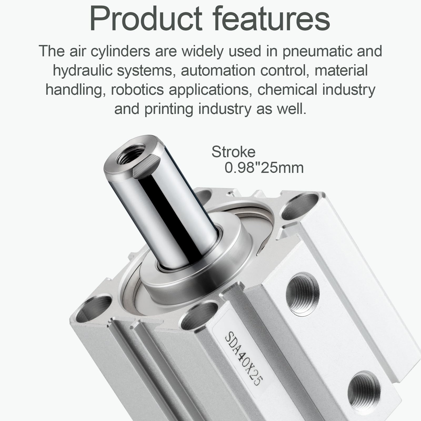 SDA40x25 Thin Air Cylinder 40mm Bore 25mm Stroke Double Acting — Amazon image 3