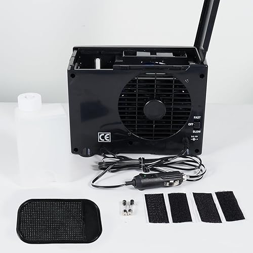 Miniatura 7 de Unifizz 12 V portátil mini coche aire acondicionado enfriador ventilador evaporativo agua hielo universal personal negro