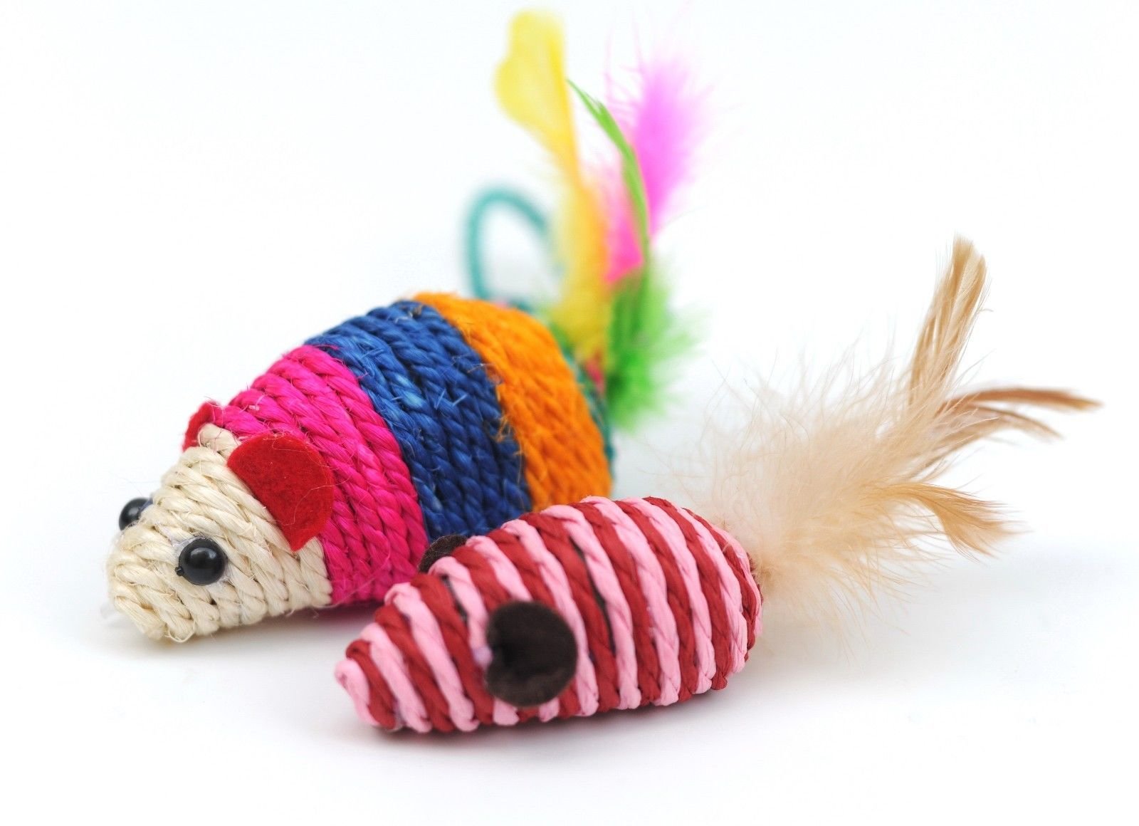 GOG A Set of 2 Mice Cat Pet Toy Mouse Cat Rope Sisal Weave Chew Pet Cat Toy Sisal Feather Mice Mouse Toy