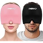 iTHERAU Migraine Ice Head Wrap-Headache Relief Hat, Migraine Relief Cap, Cold Therapy Headache Relief Cap Pink&Black Headache Ice Pack for Puffy Eyes, Tension, Sinus & Stress Relief