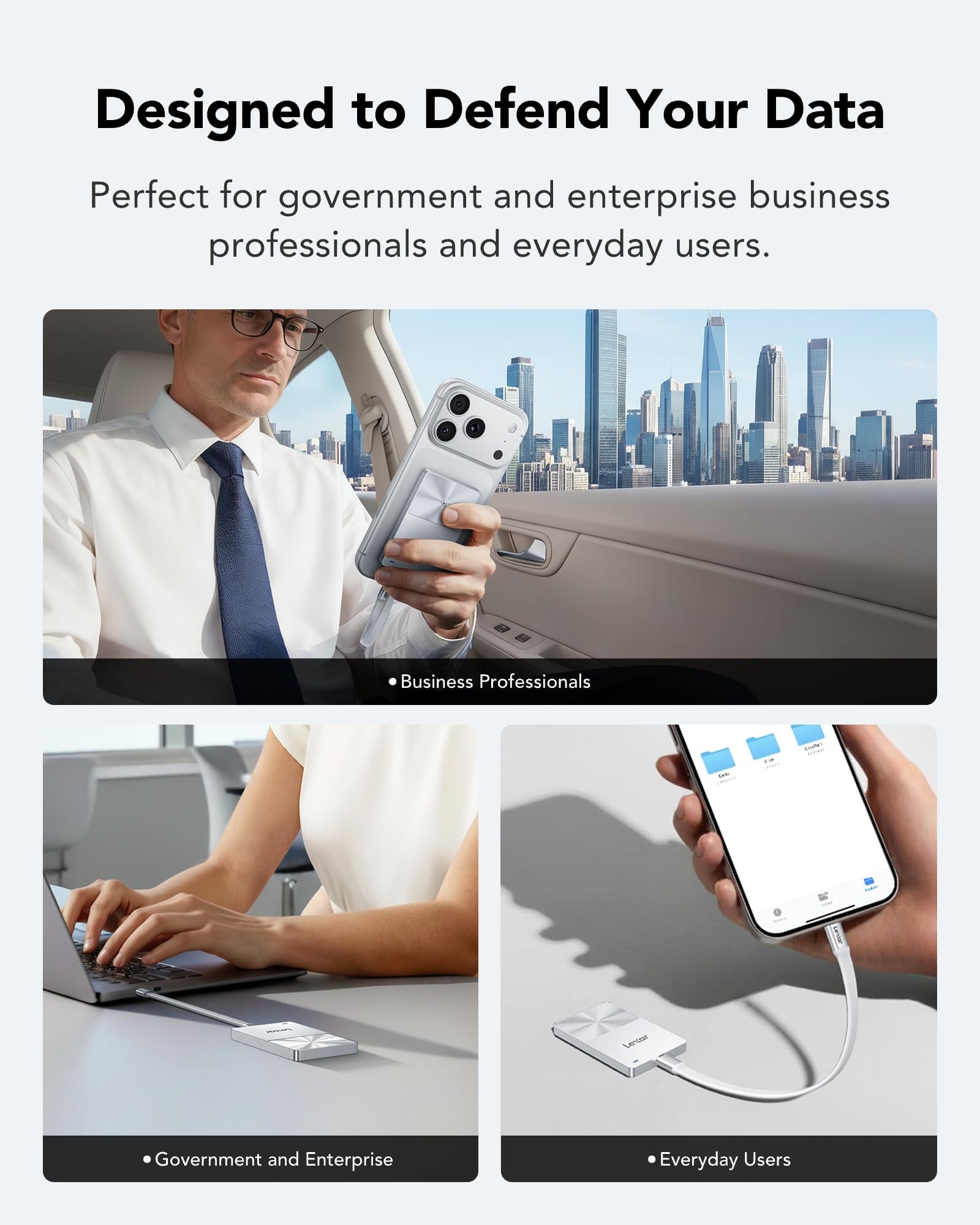 Lexar TouchLock Tragbare SSD 1TB mit One-Touch-NFC-Verschlüsselung Authentifizierung, Externe Solid-State-Laufwerke USB 3.2 Gen2, Magnetische Telefon-SSD-Unterstützung für iPhone 17/16, Tablet, PC