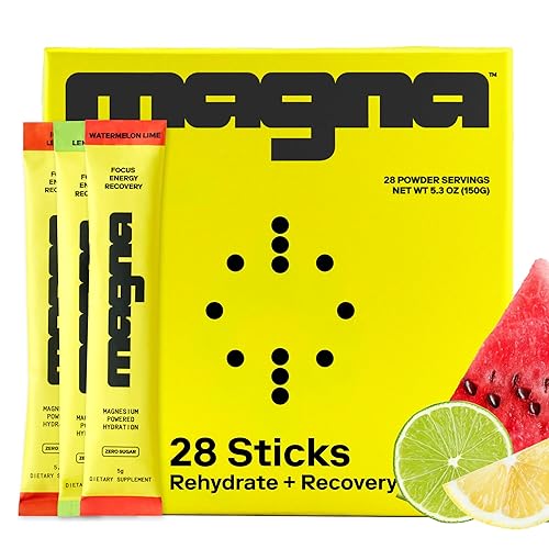 Magna Electrolyte Powder Drink Mix for Hydration, Energy & Focus Support with Magnesium L Threonate, Malate & Glycinate, Sodium, Potassium, Vitamin D, B6 & B12, Variety Pack, 28 Servings - Variety - 28 Servings