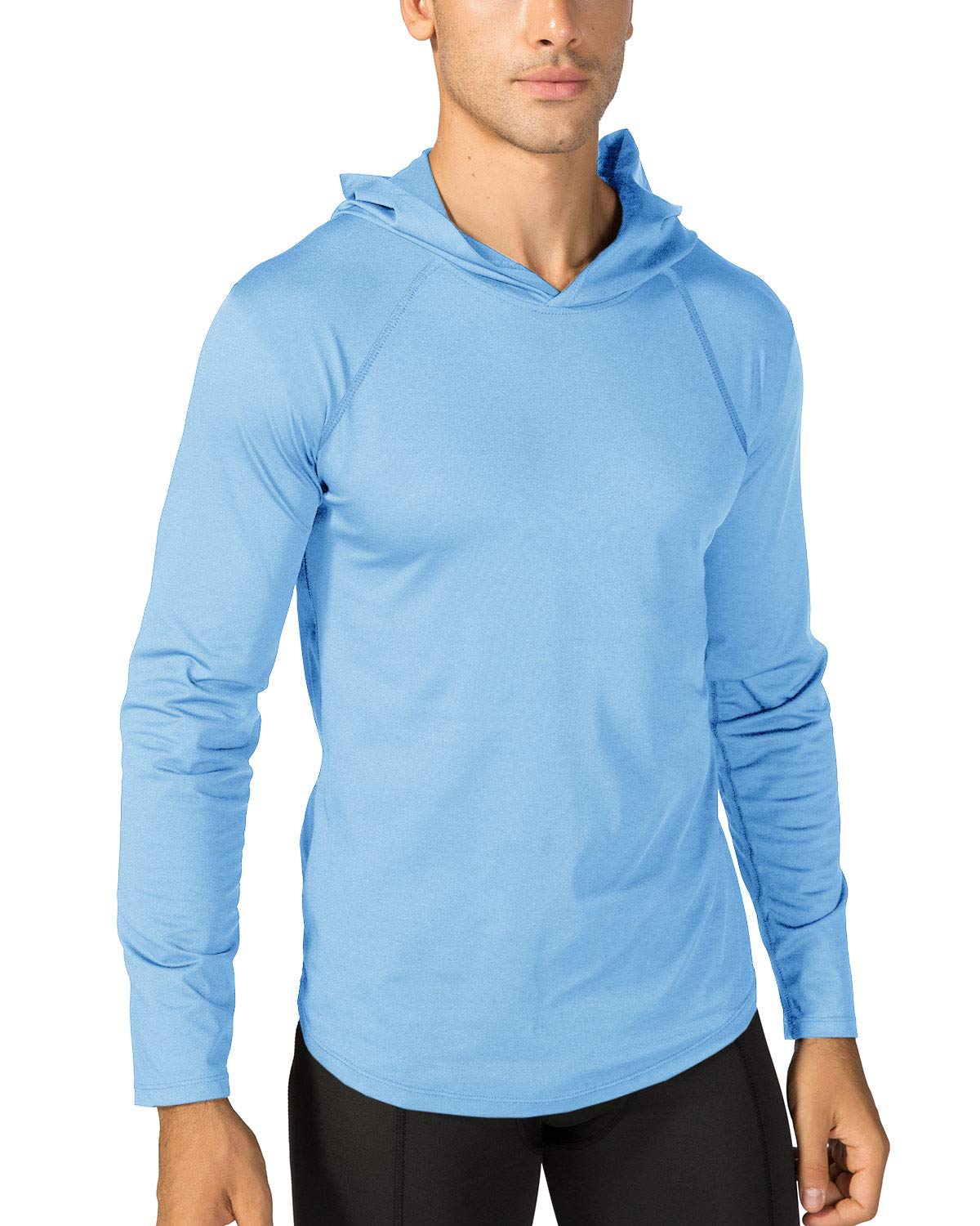 BIYLACLESENMen's Sun Protection Long Sleeve T-Shirt UPF 50+ Performance Running Shirts with Hood