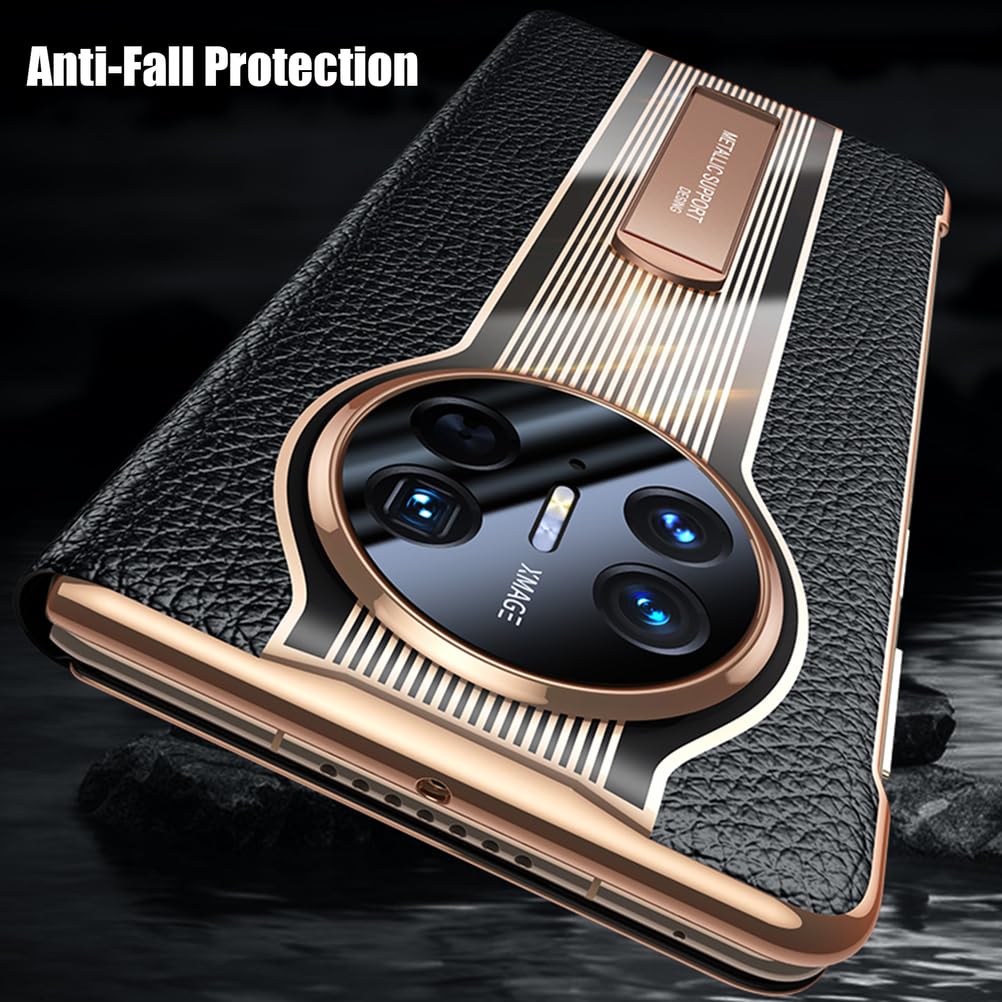 Magnetyczne etui z klapką do HUAWEI Mate X6, etui z prawdziwej skóry z funkcją widoku okna, podpórka, luksusowe, odporne na wstrząsy, smukłe etui, fioletowe, Mate X6