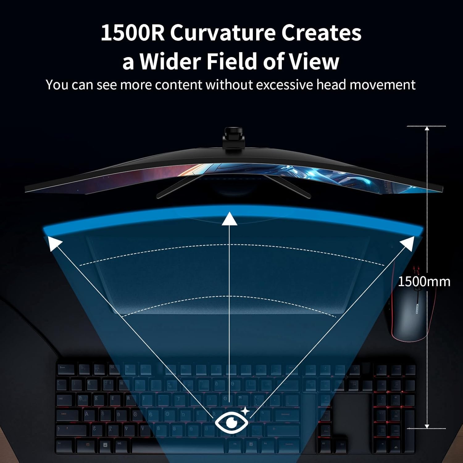 Minifire 34 Zoll UWQHD Curved Gaming Monitor 165Hz 3440x1440 1500R 1ms VA Panel HDR FreeSync
