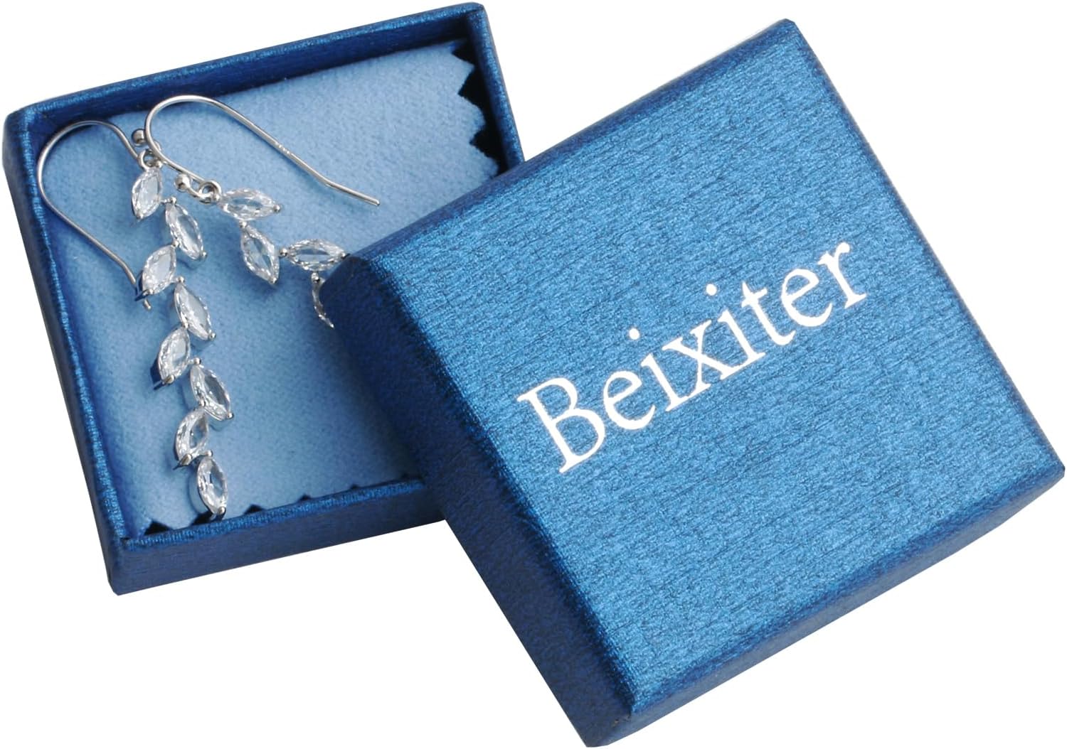 Handmade 925 Sterling Silver Leaf Dangling Earrings Crystal Wedding Dangle Earrings for Brides Bridesmaid Gift - Image 7