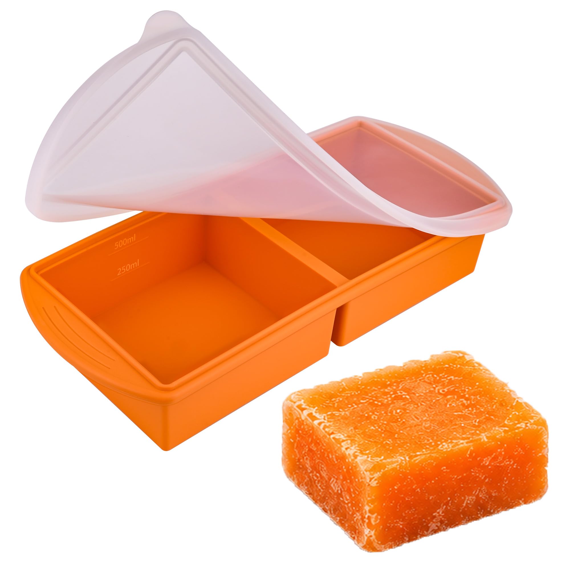 QUELIEN Silikon Gefrierform mit Deckel – Portionierer zum Einfrieren von Suppe,Brühe & Aufläufen – BPA-freier, stapelbarer Meal-Prep Behälter