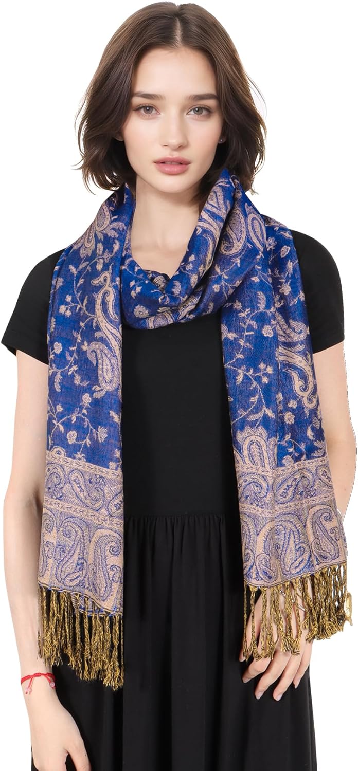 MUQU Women Pashmina Shawls and Wraps Scarf Soft Silky Reversible Paisley Scarves Shawl for Women - Image 3
