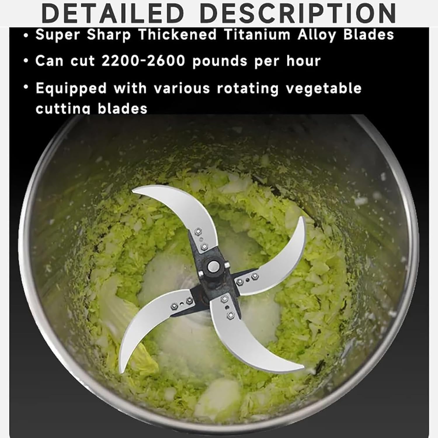 Robot culinaire hachoir à légumes en acier inoxydable avec 4 lames pour trancher et hacher les aliments des animaux de la ferme
