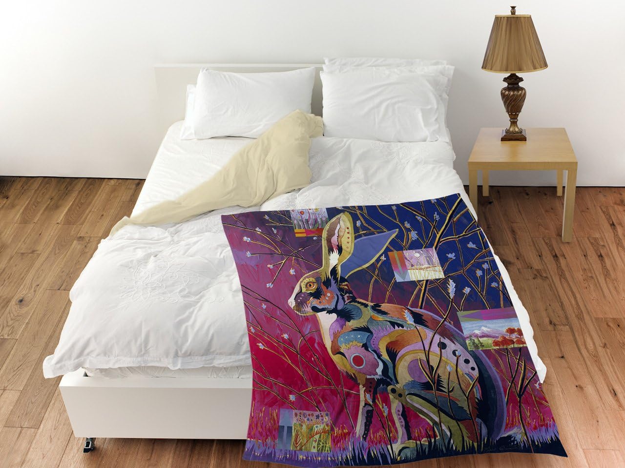 Manual Woodworkers & Weavers Coral Fleece Throw, 60 by 80-Inch, Alert Jack Rabbit