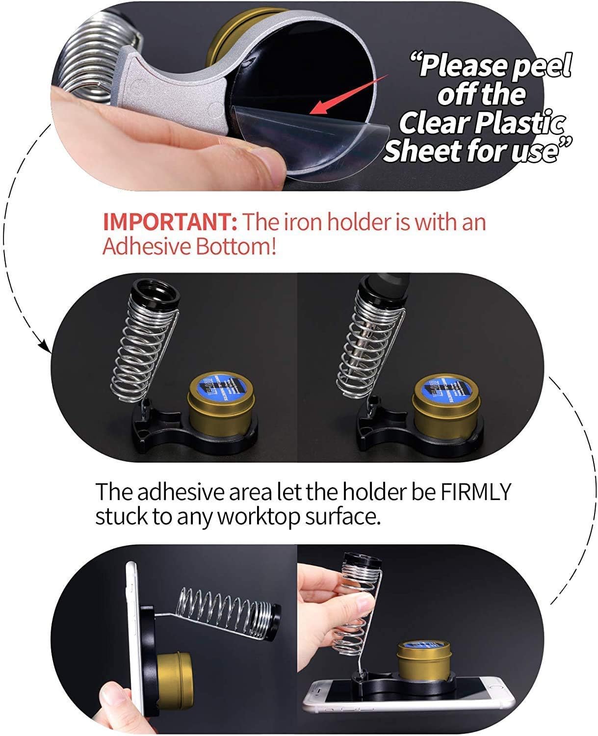 YIHUA 947-III Hand Soldering Iron Kit bundle with 17.32" x 12.20" M180 Electronic Repair Mat with Iron Holder, Soldering Cleaning Kit, and Accessories (14 Items)