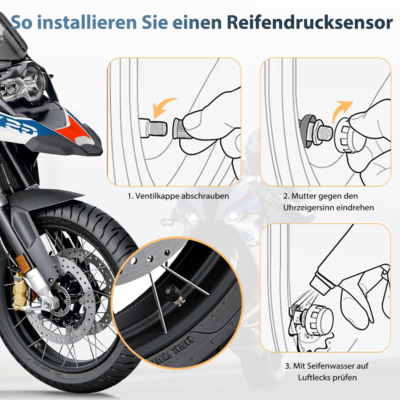 Carpuride W702T Pro Motorrad Carplay Bildschirm mit TPMS System, Kabellos CarPlay & Android Auto, Tragbar 7" Wasserdicht Touchscreen, Dual Bluetooth, Gegensprechfunktion, Navi, Kompass, Barometer.