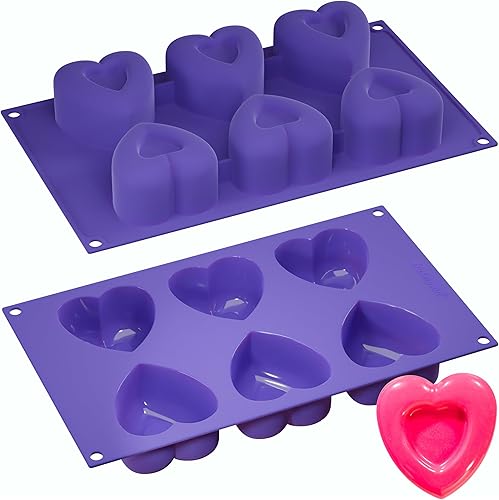 Bakerpan Molde de corazón de silicona para hornear, juego de 2 bandejas para hornear muffins de corazón
