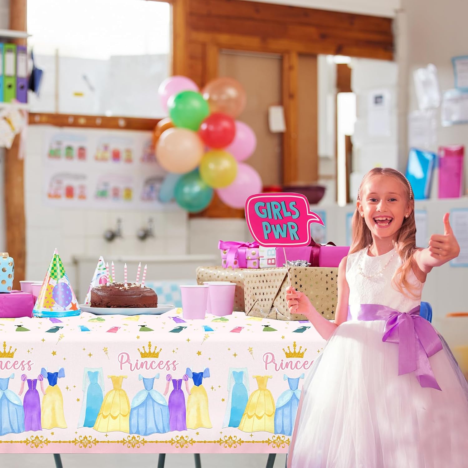 Princess Birthday Party Decorations,3pcs Plastic Princess Table Cloth Waterproof Princess Party Decorations Princess Table Cover for Girl Birthday Princess Decorations image 3