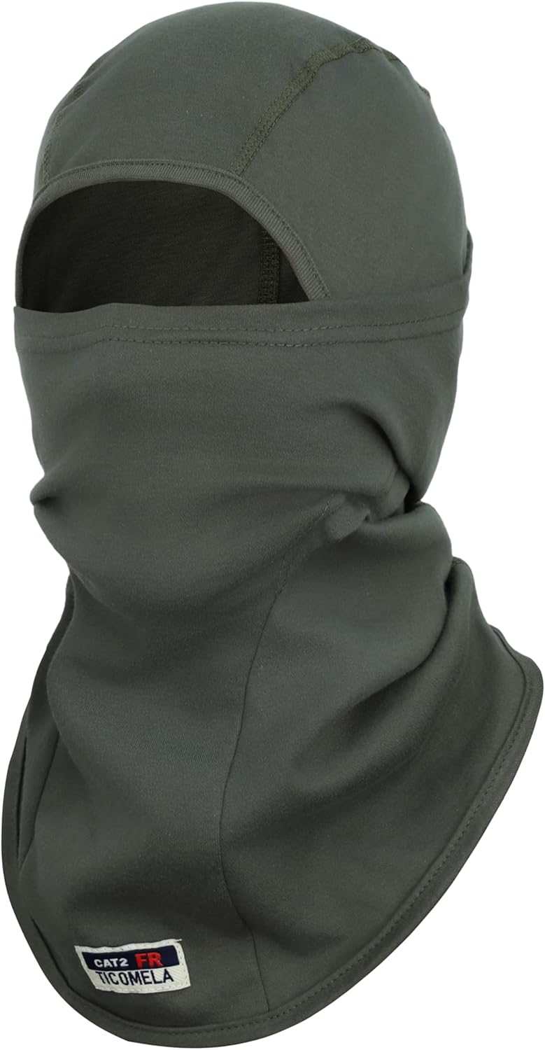 TICOMELA FR Face Mask Balaclava - Lightweight & Breathable for Summer |CAT2 Arc Rated Flame Resistant Hood,Welding Safe Cover