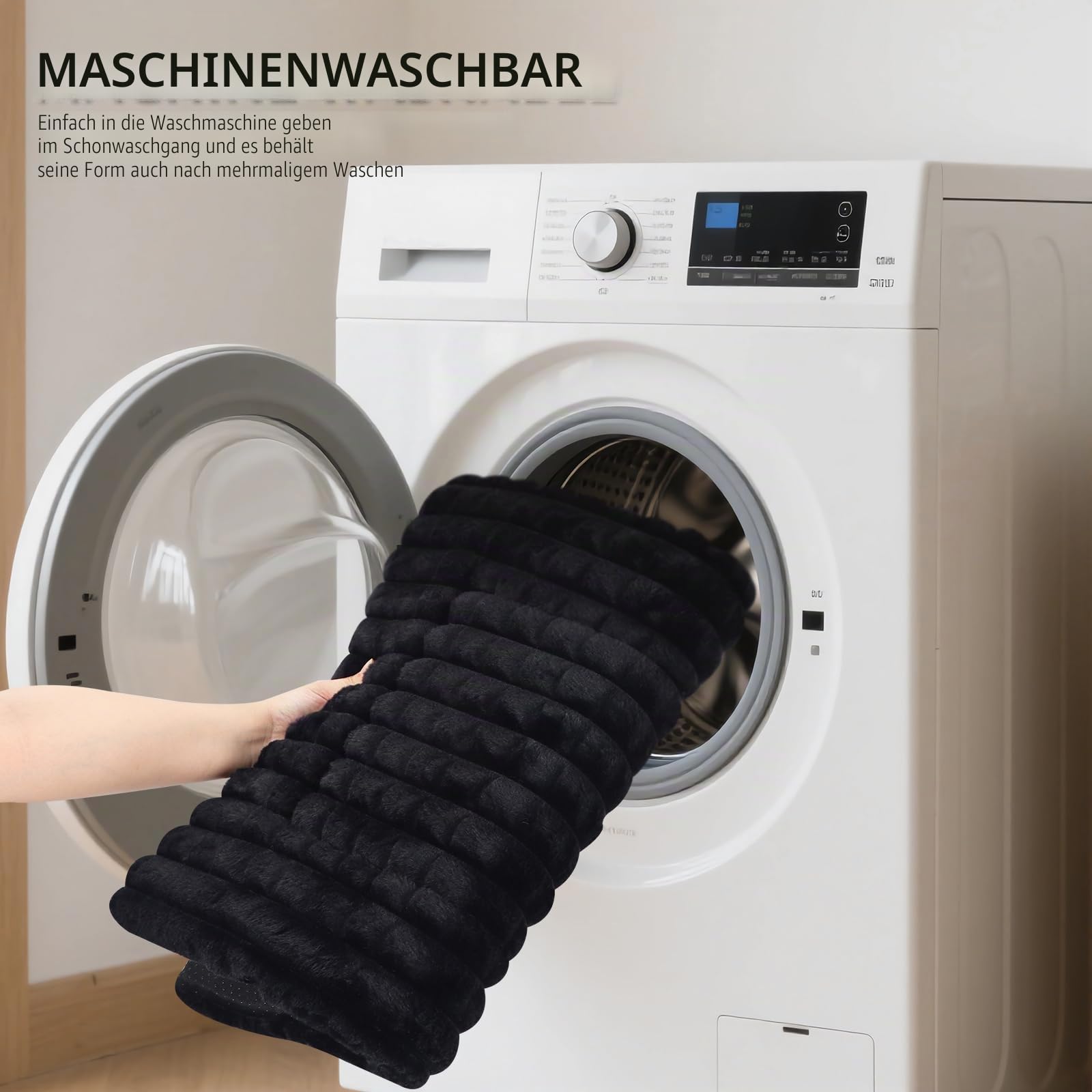 BVAGSS Flauschiges Orthopädisches Hundebett, Waschbar Hundematte, rutschfeste Unterseite, Plüsch Hundekissen Weiche und Warme Hundematte für klein mittel große Hunde XH082 (90x60cm,Schwarz)