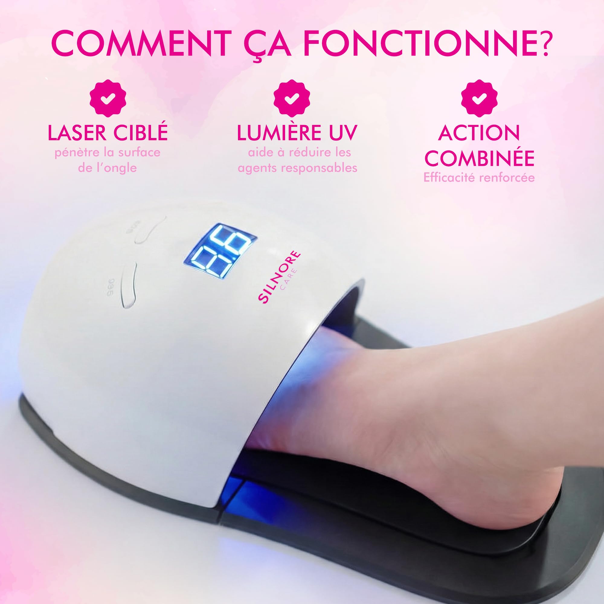 CARE | Traitement Mycose Ongle Pied Puissant, Lampe Laser Mycose Ongles Pied – Thérapie Lumière Rouge/UV Infrarouge, Appareil 2-en-1 LED/UV + Limes à Ongles & inclus