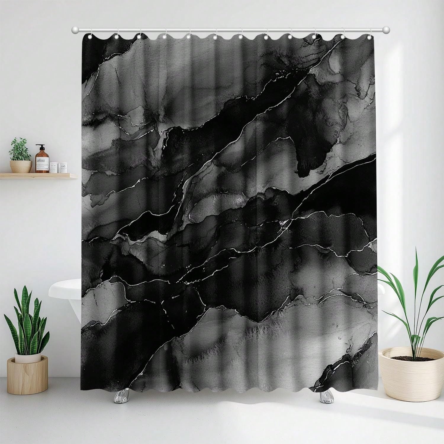 GLKSDLPO Black And White Gradient Digital Print Shower Curtain, Decorative Privacy Curtain For Home And Hotel Bathrooms(145x190cm/57x75in(WxH)