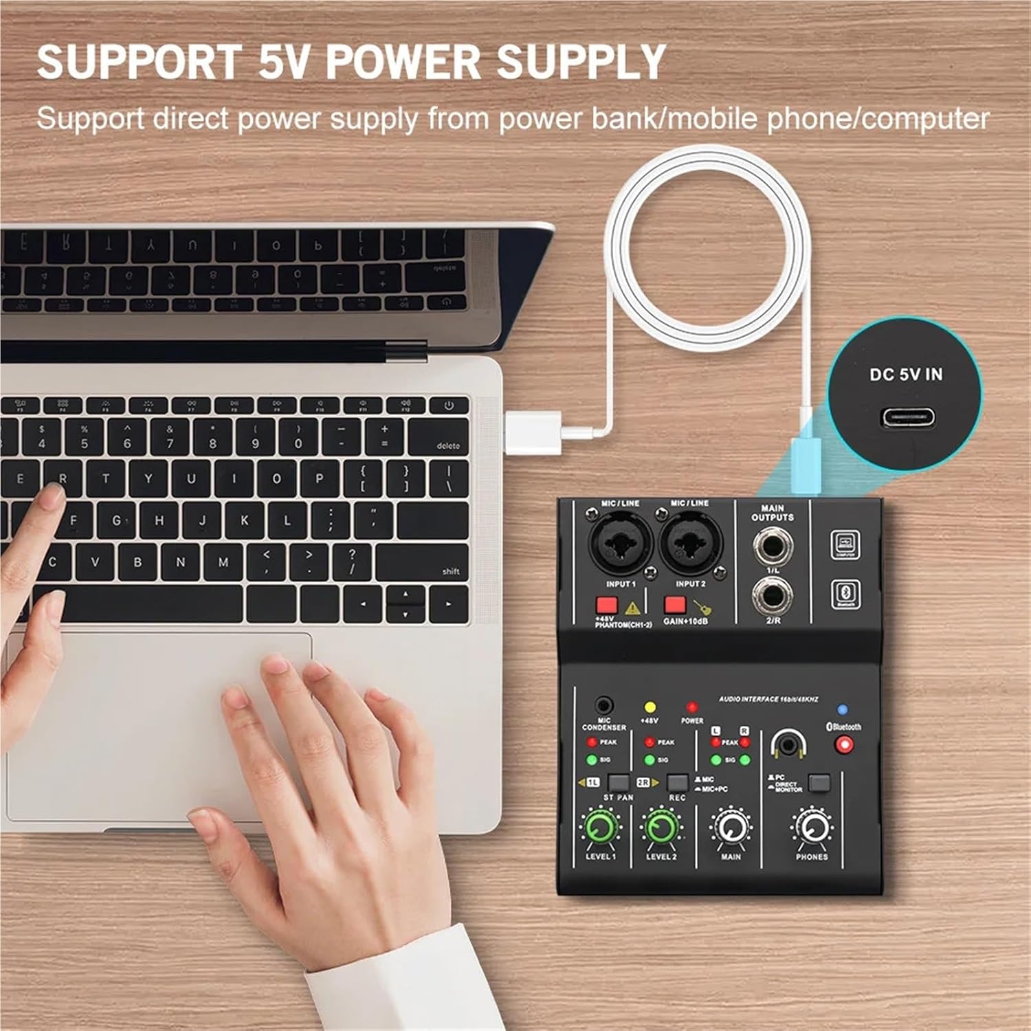 DJコントローラー, プロフェッショナル 2チャンネル オーディオミキサー インターフェース サウンドカード コンソール ミニUSB