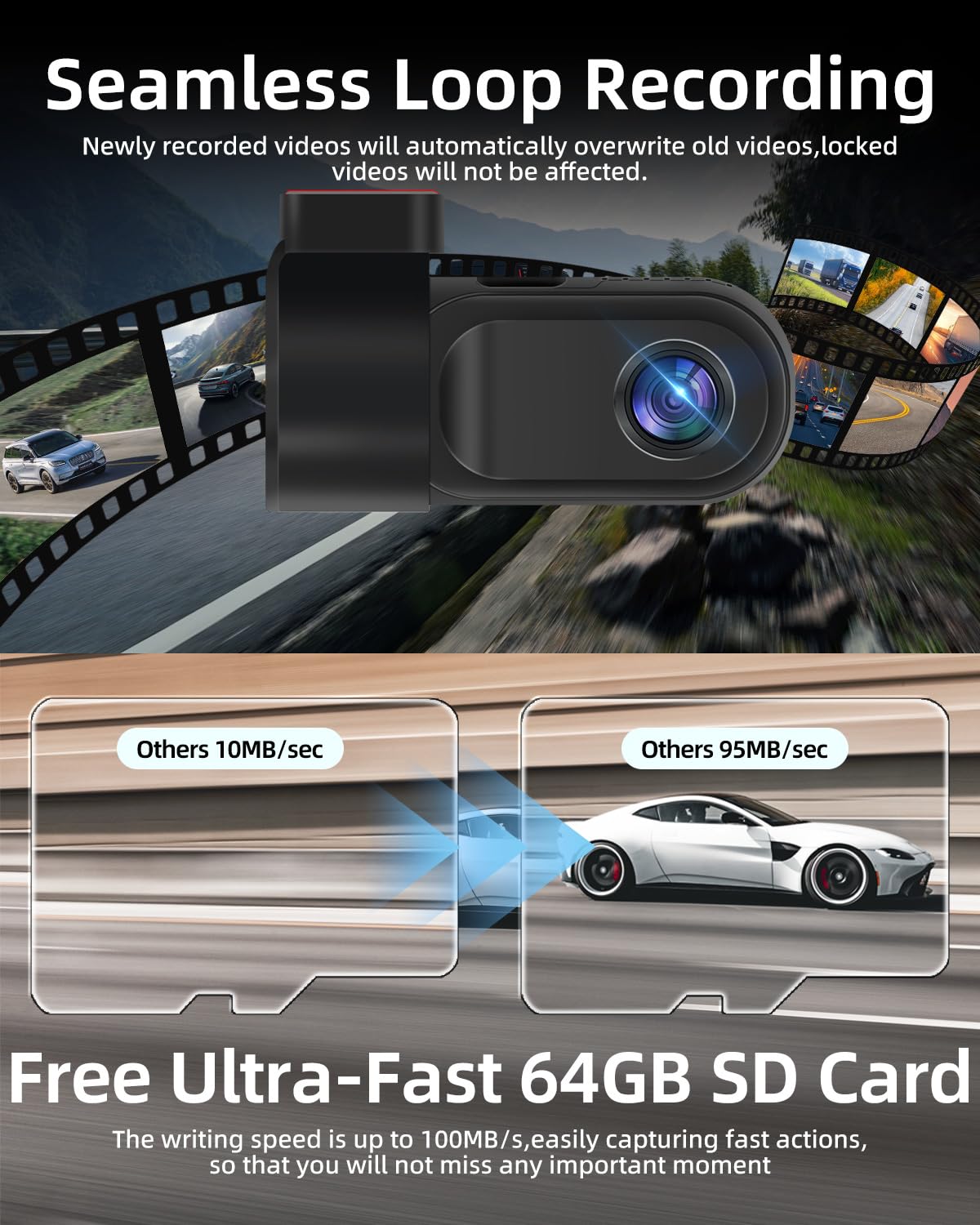 Dashcam NHOPEEW 720P Con Visione Notturna - Registratore Di Guida Con Scheda SD 64GB - Foto 2
