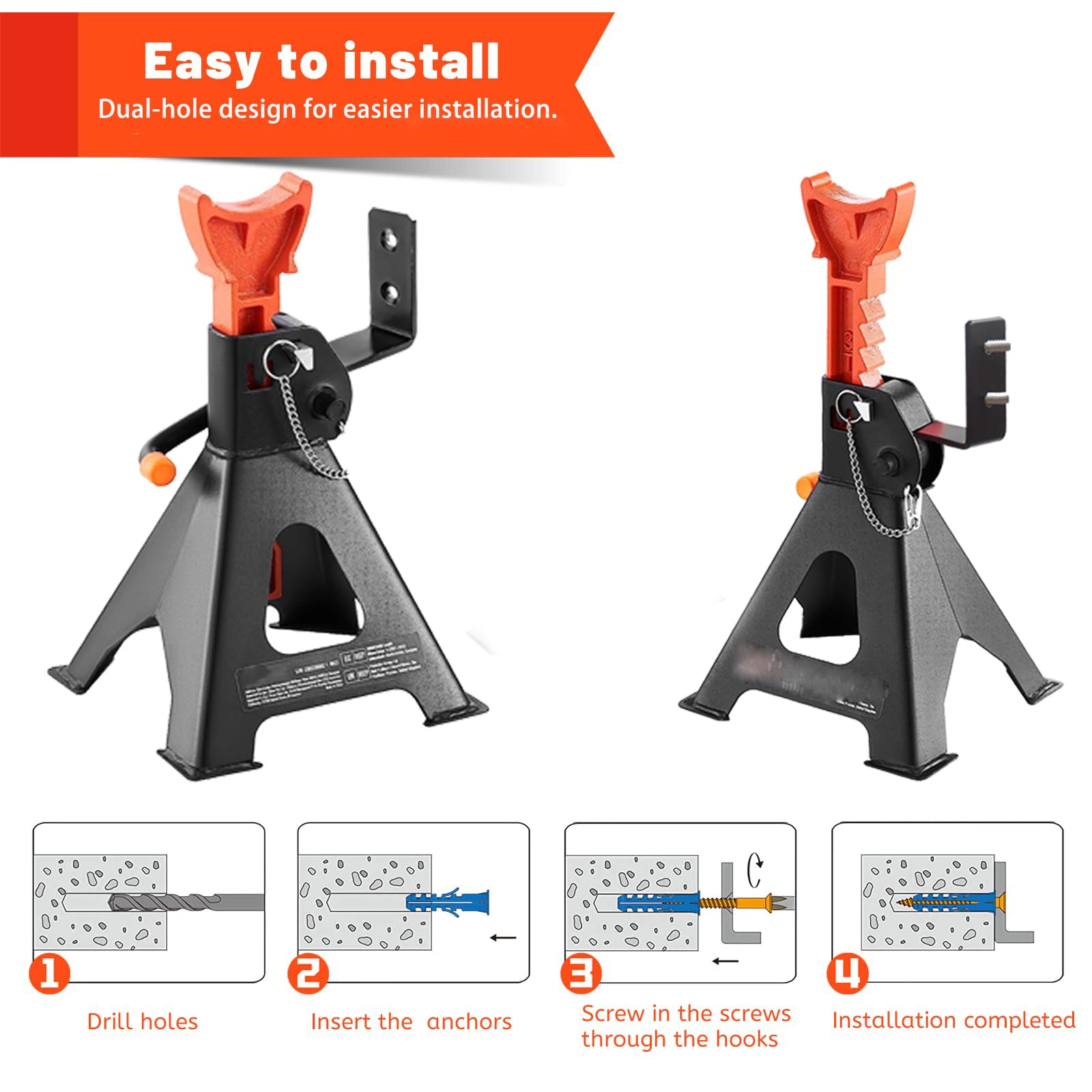 4Pcs Jack Stand Rack Steel Lifting Jack Wall Mount Organizer Hanger Brackets Fo