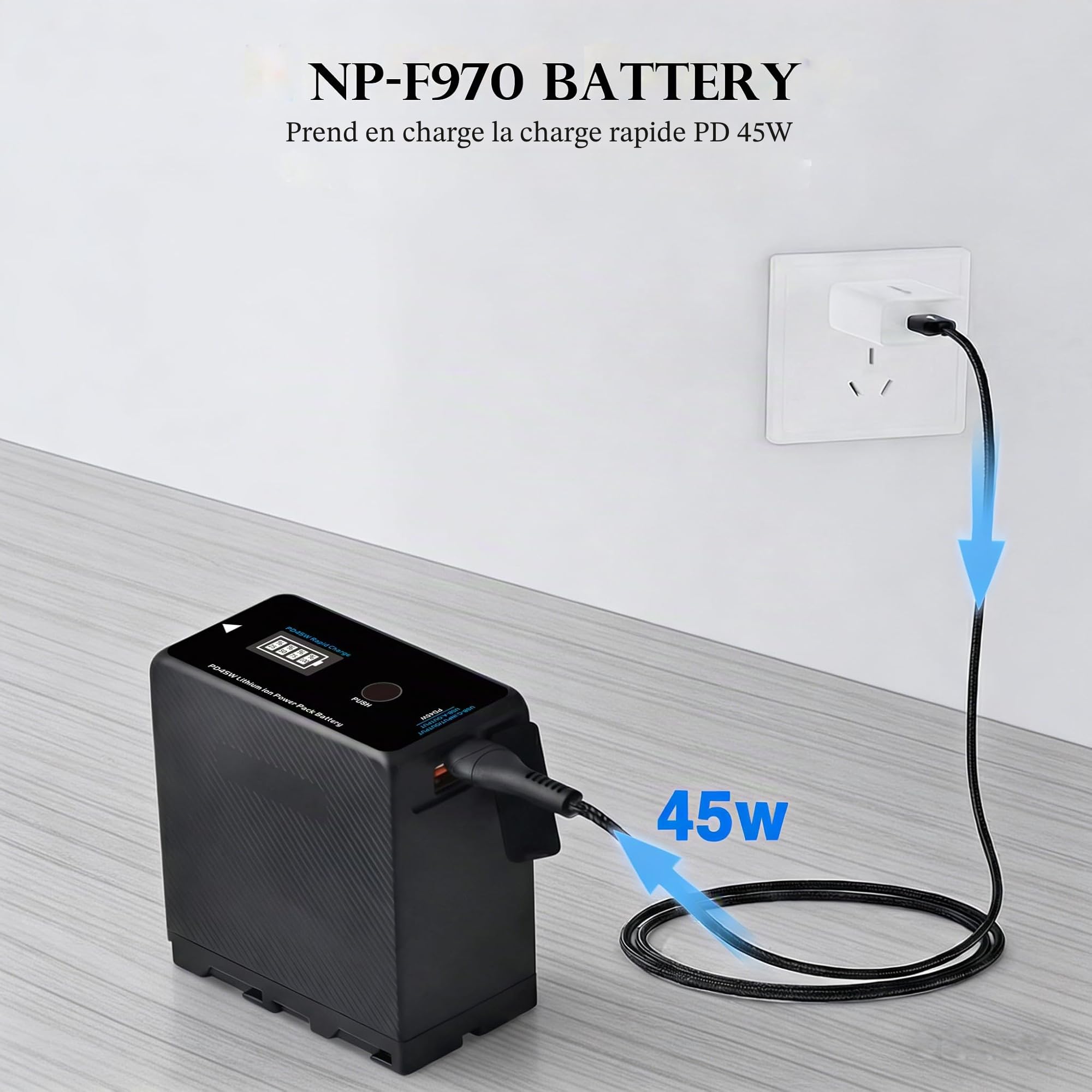 Batterie 10500 mAh PD 45 W USB-C NP-F pour Sony NP-F970 NP-F570 NP-F750 NP-F770 NP-F930 NP-F950 NP-F960 F750 F550 pour appareil photo, caméscope, moniteur, lumière vidéo LED