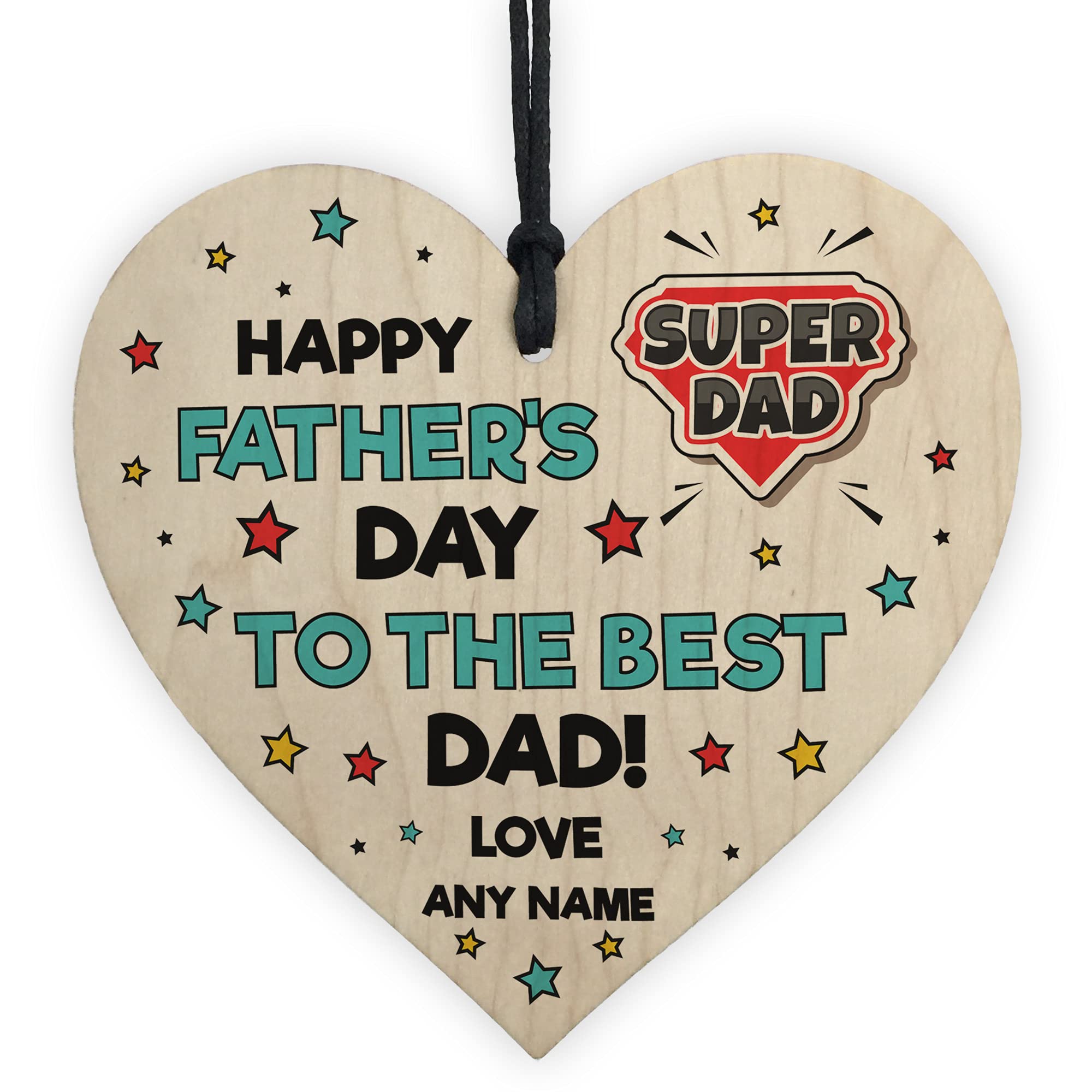 Fathers Day Gift Personalised Gift For Dad Daddy Wood Heart Superhero Plaque